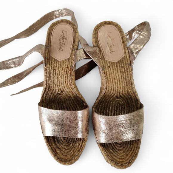 Loeffler Randall Harper Gold Metallic Leather Wedge Espadrilles 9.5B Brazil - Picture 6 of 16